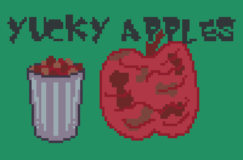 a trashcan full of rotten apples and a large one